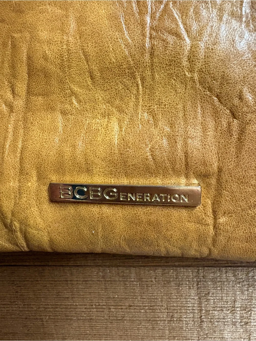 BCBG Generation Mustard Yellow Crossbody Bag Textured Zip Top Purse